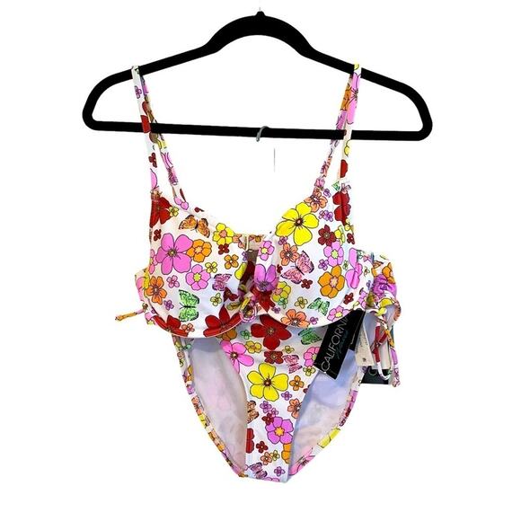 California Waves Floral Print Bikini Large NWT - Picture 14 of 14